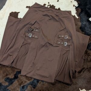 HALARA Brown Everyday Maxi Skirt with Buckle Detail